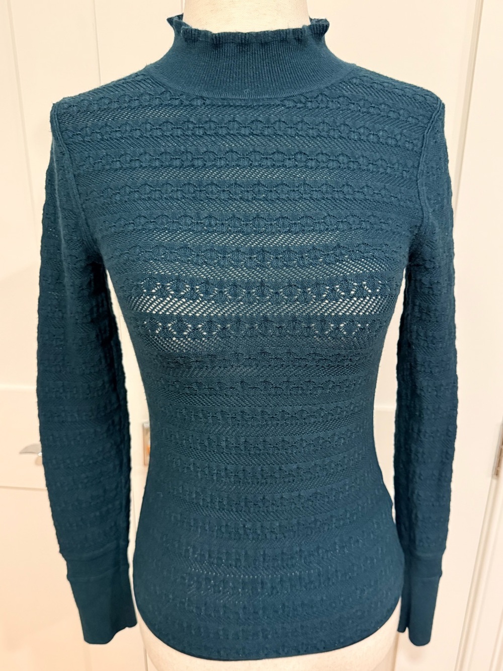 Club Monaco Fitted Mock Neck Sweater - Teal Green